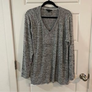 Banana Republic V-Neck Tunic Top Gray Oversize Long Sleeve Basic Knit Womens XL